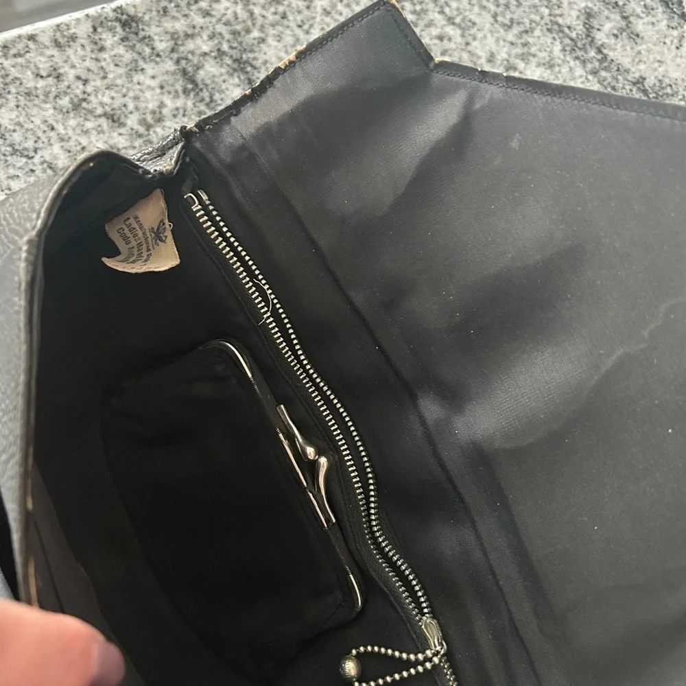 Vintage Black Leather Clutch - Picture 2 of 6